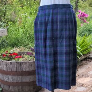 Pendleton Purple Green Wool Midi Skirt